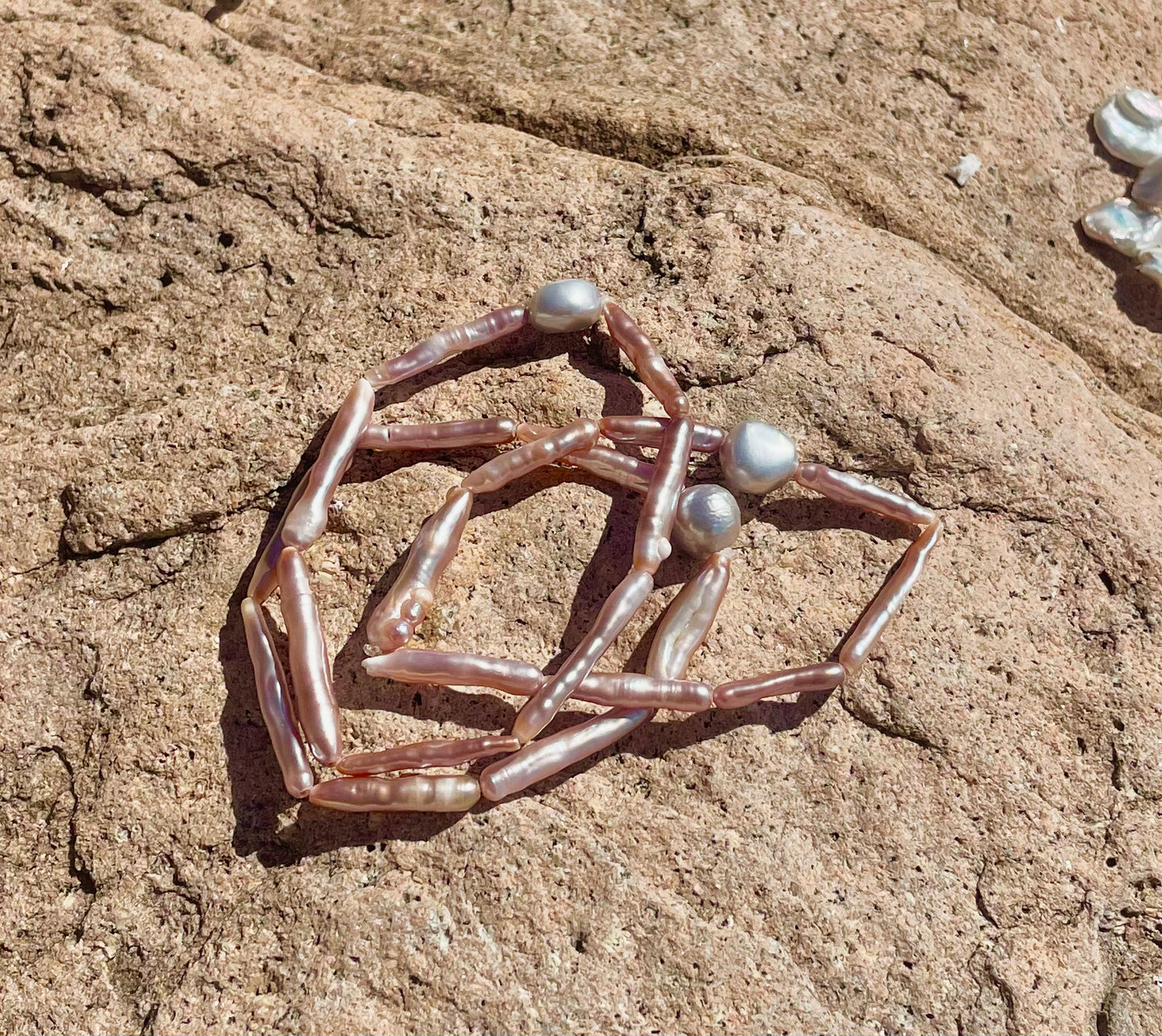 Elegant Trio: Biwa Pearl Stretch Bracelets