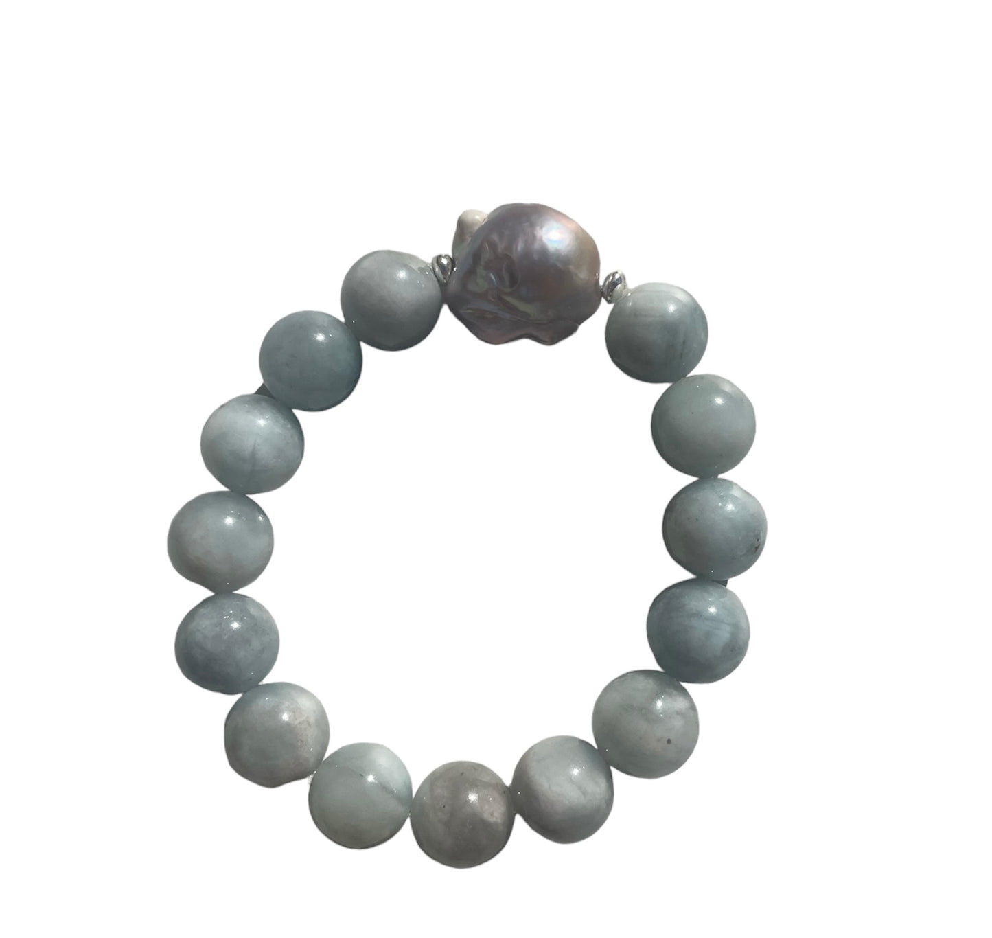 Aquamarine and baroque pearl bracelet