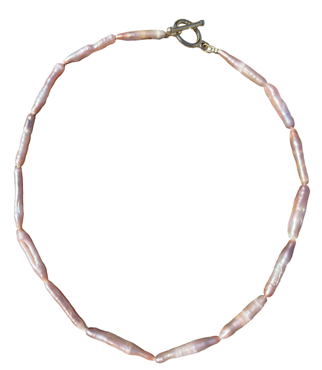 Pink pearl choker necklace