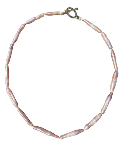 Pink pearl choker necklace