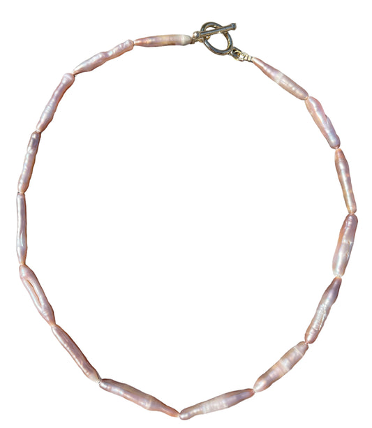 Pink pearl choker necklace