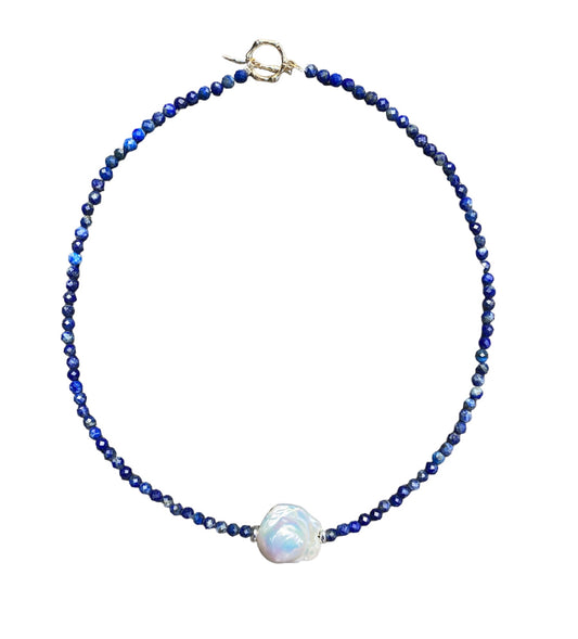 Lapis Lazuli and baroque pearl necklace