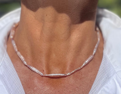 Pink pearl choker necklace