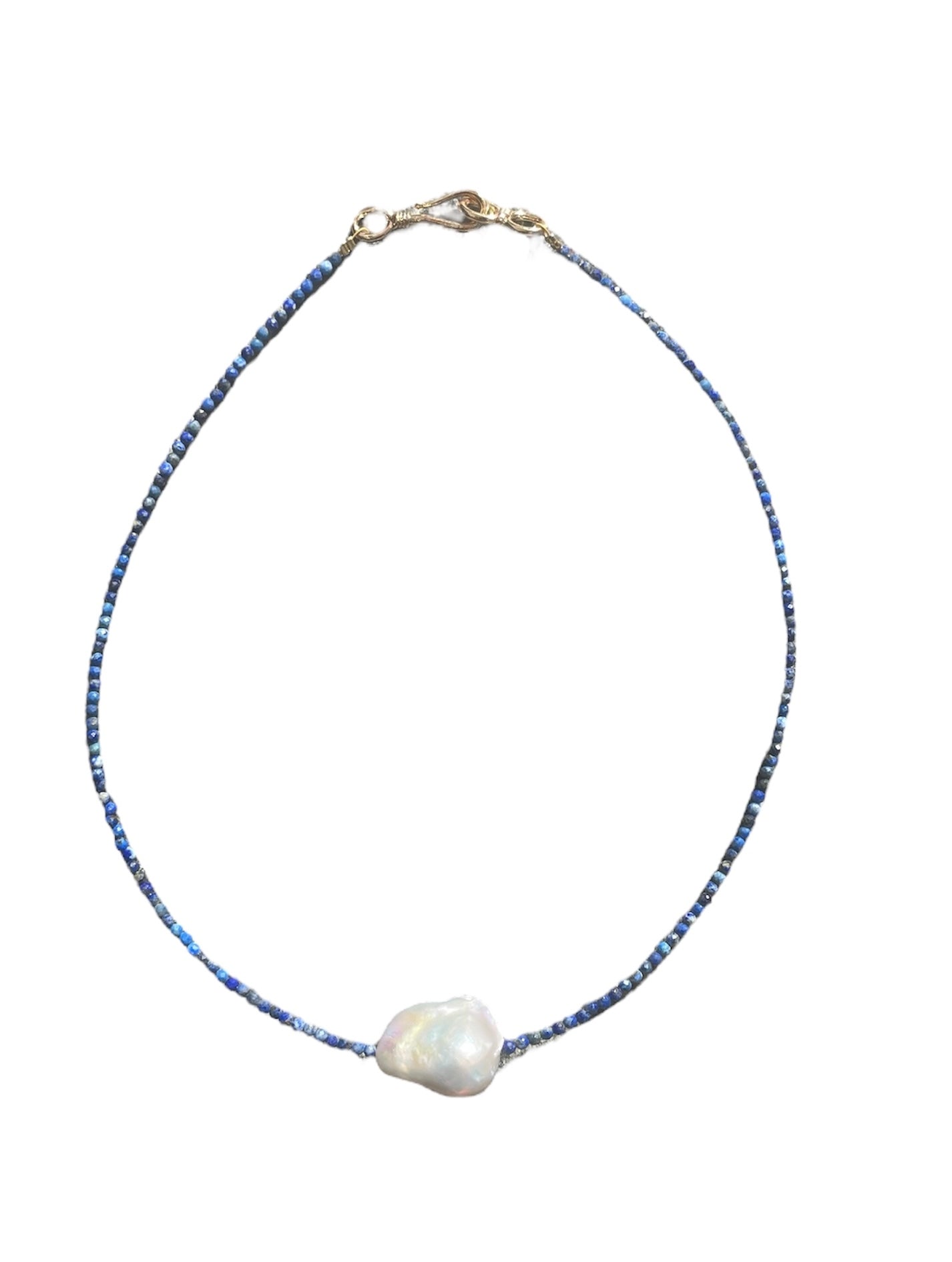 Lapis Lazuli necklace with baroque pearl