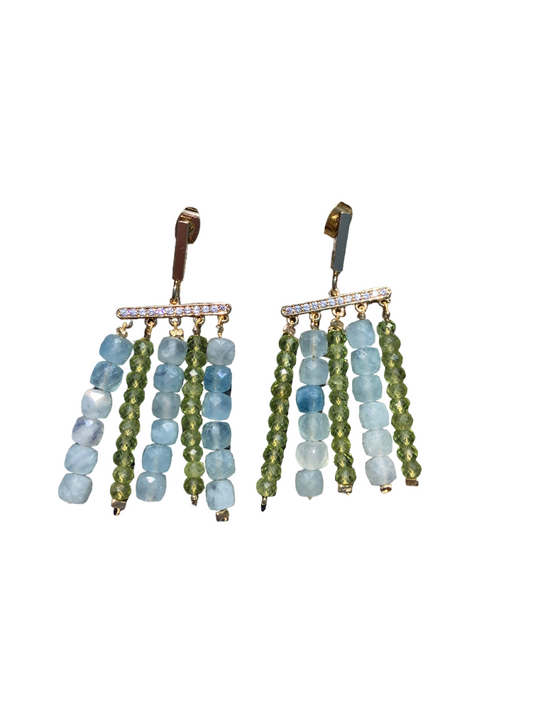 Peridot and Aquamarine drop earrings